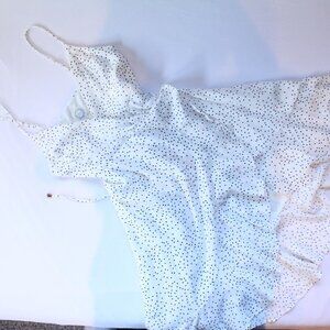 francesca's flowy blue rain polka dot wrap dress